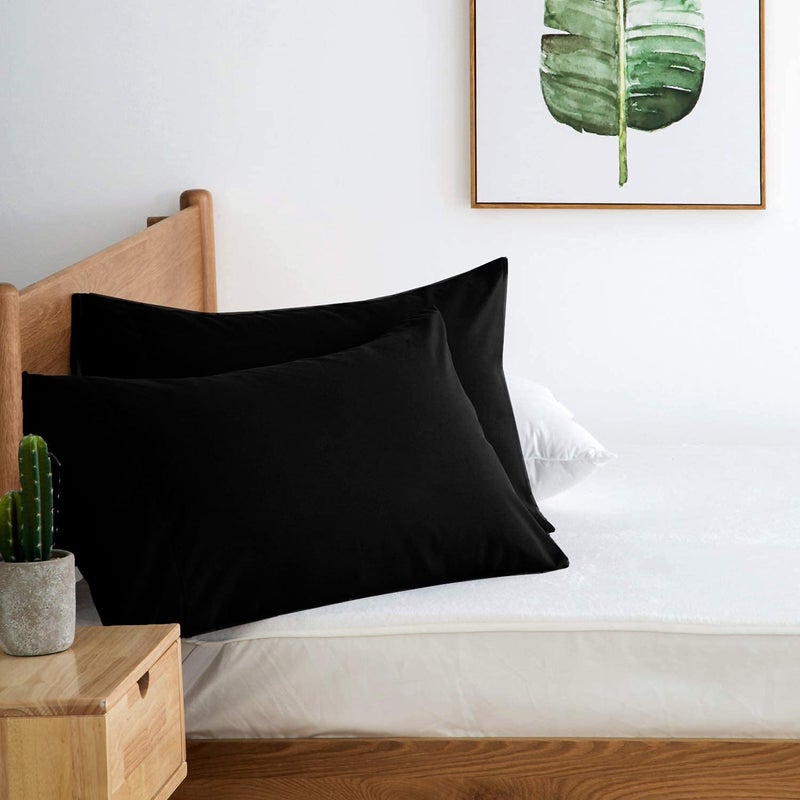Dan River 100% Cotton Pillow Cases Queen Size Set of 2, Black - Soft and Comfortable Pillow Covers for Queen Pillows - Durable, Non-Shrink Fabric Pillow Protector with Easy Care & Washable - Image 2
